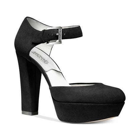 michael kors black heels with ankle strap|michael kors black platform heels.